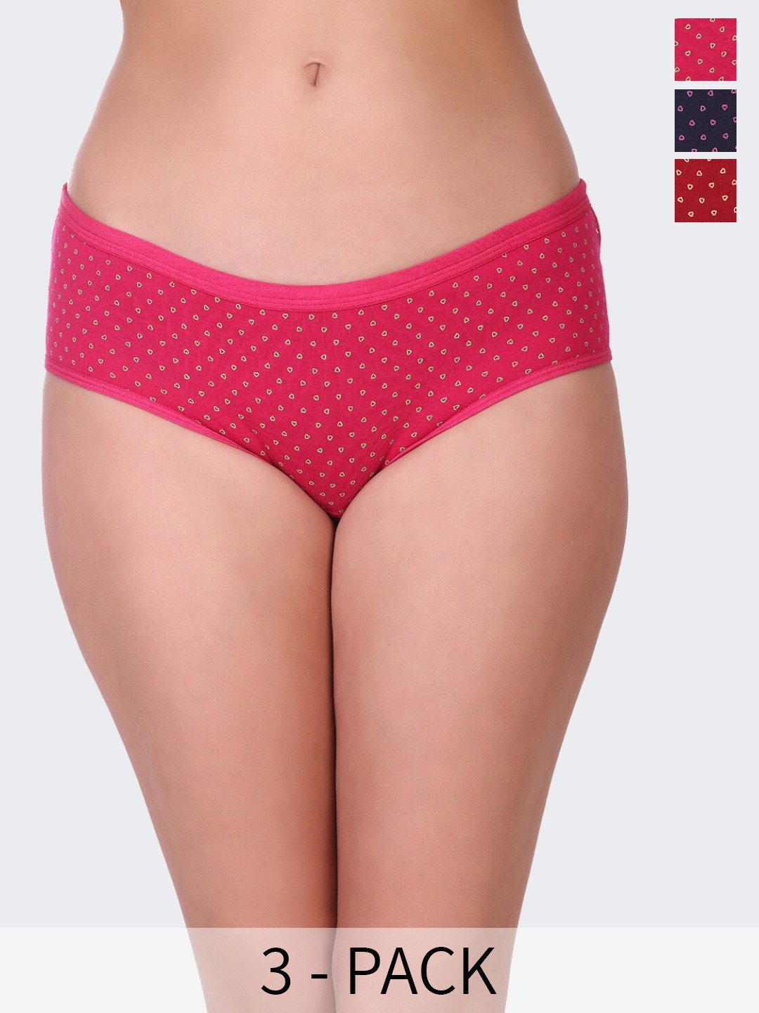 

POOJA RAGENEE Pack Of 3 Assorted Conversational Printed Anti Bacterial Hipster Briefs