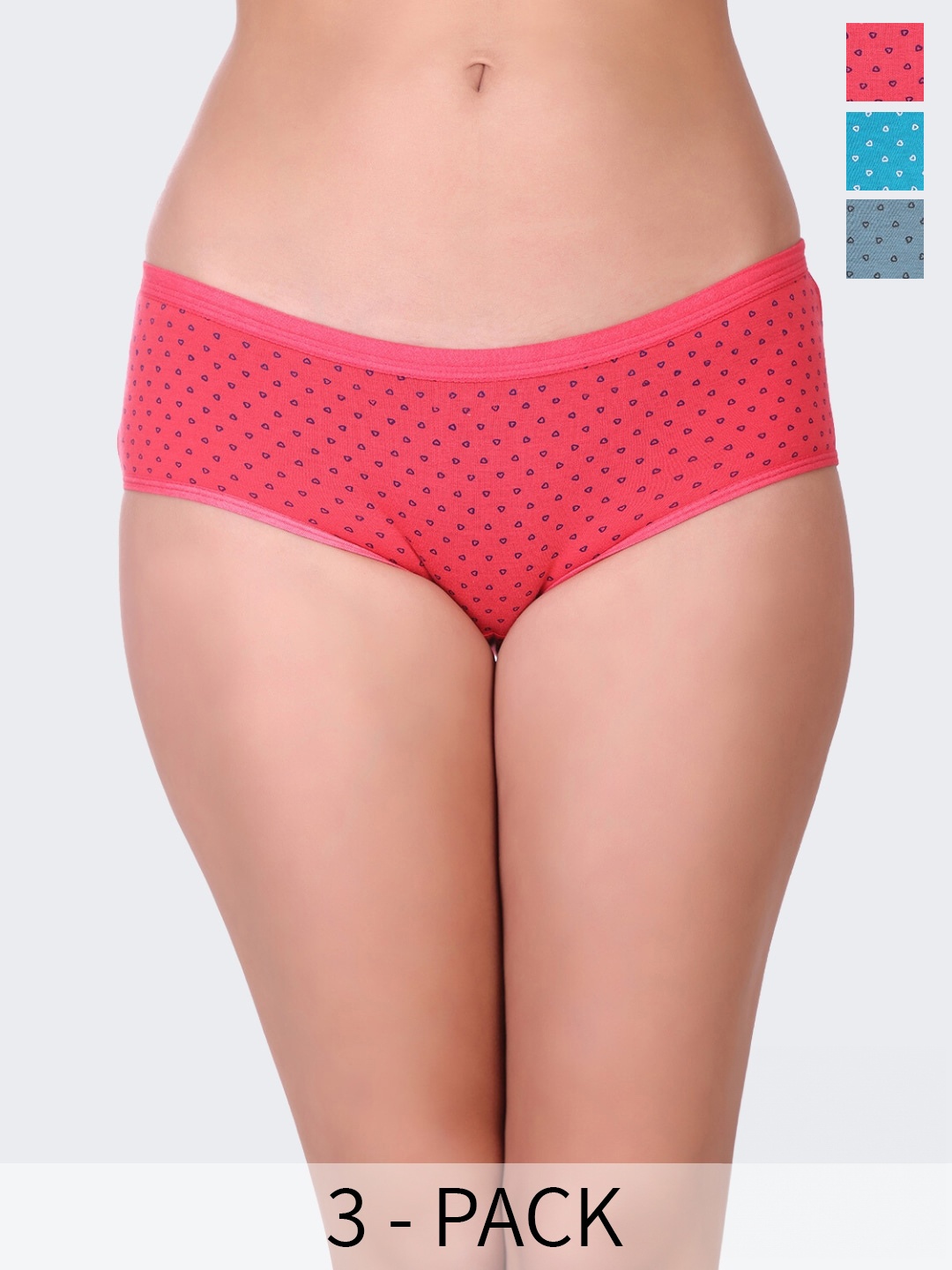 

POOJA RAGENEE Pack Of 3 Assorted Conversational Printed Anti Bacterial Hipster Briefs
