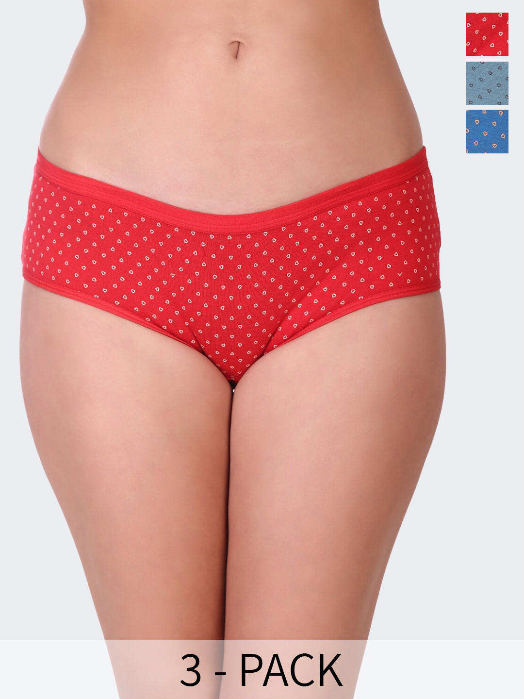 

POOJA RAGENEE Pack Of 3 Assorted Conversational Printed Anti Bacterial Hipster Briefs