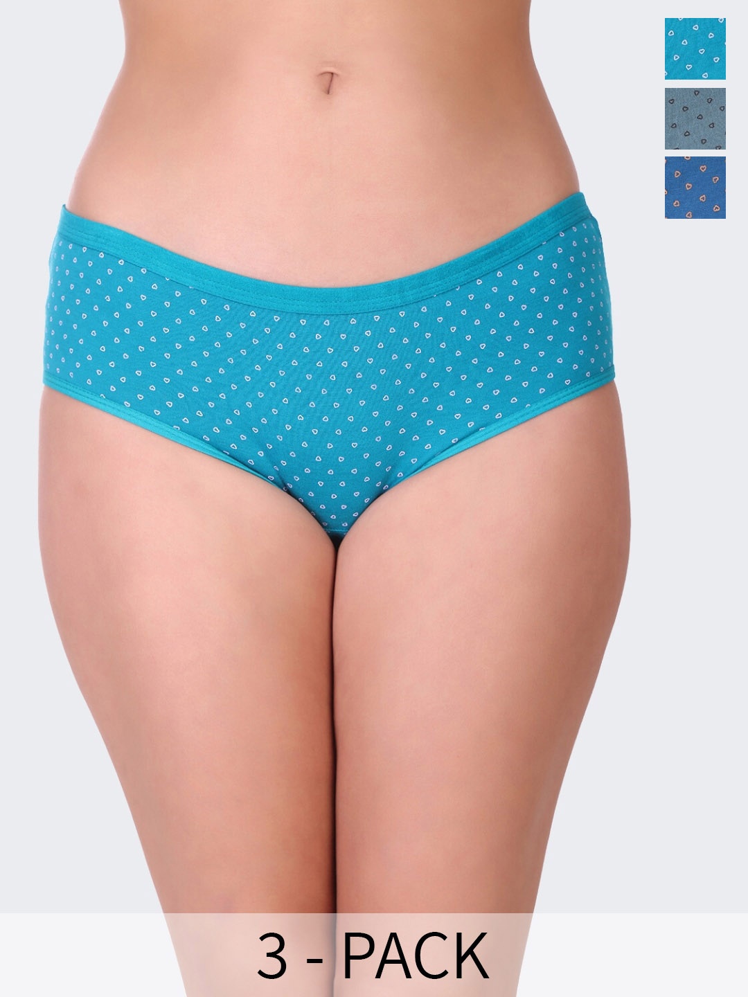 

POOJA RAGENEE Pack Of 3 Assorted Conversational Printed Anti Bacterial Hipster Briefs