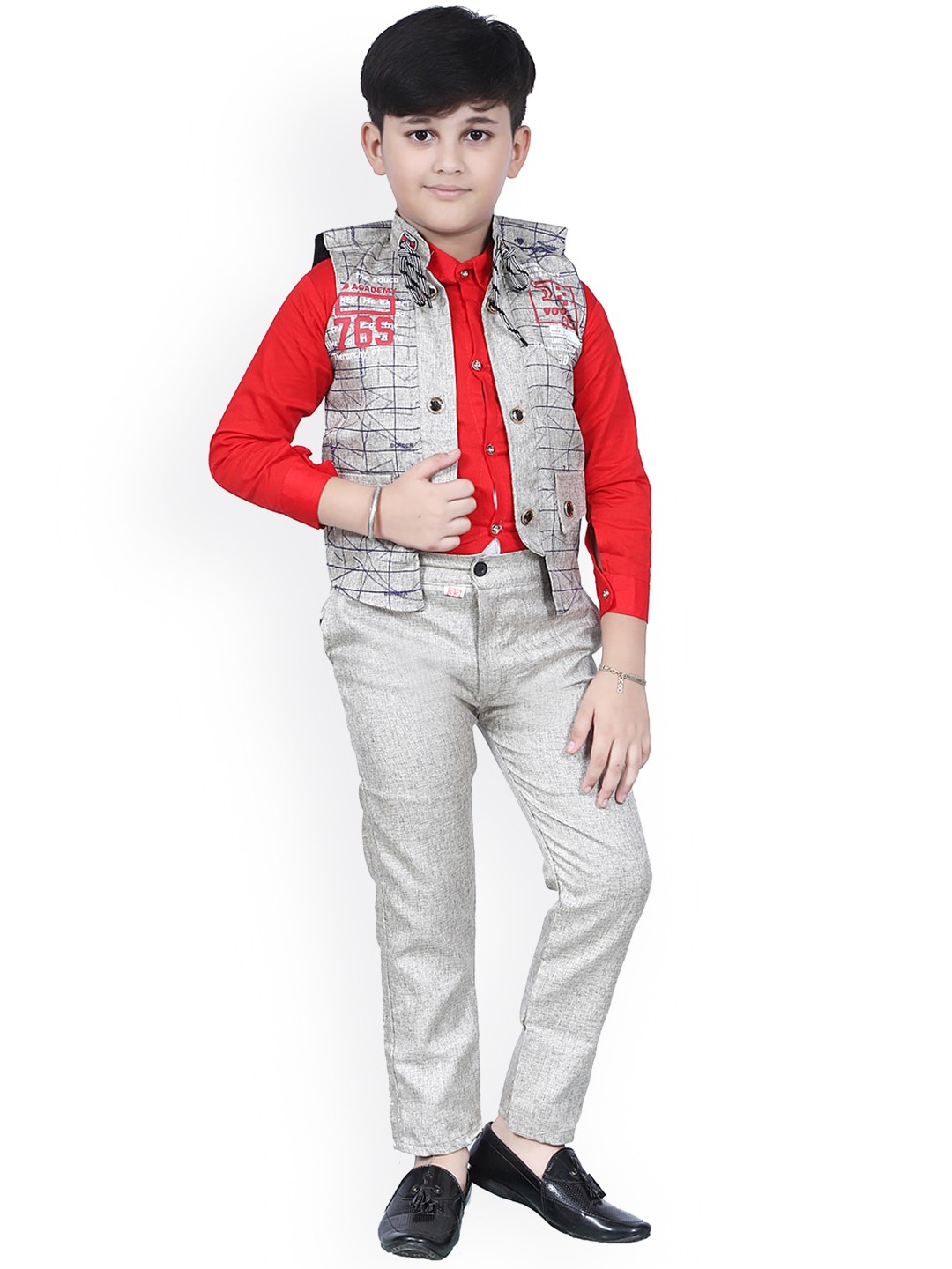 

BAESD Boys Pure Cotton 3 Piece Party Suits, Red