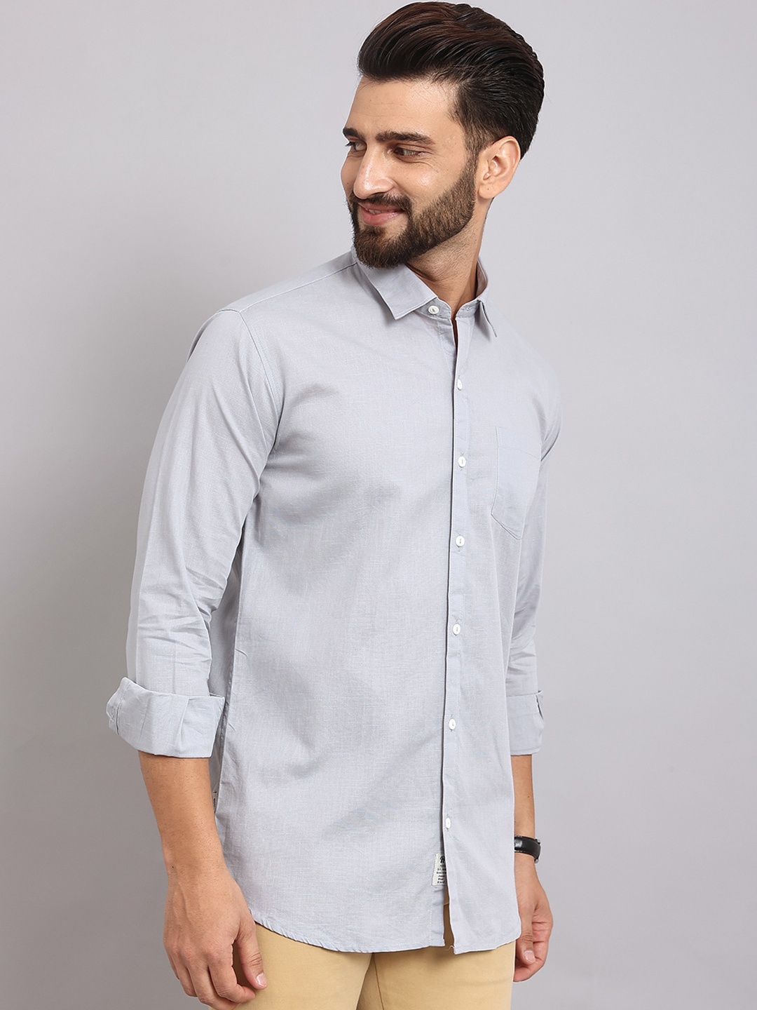 

The Roadster Lifestyle Co. Grey Slim-Fit Pure Cotton Casual Shirts