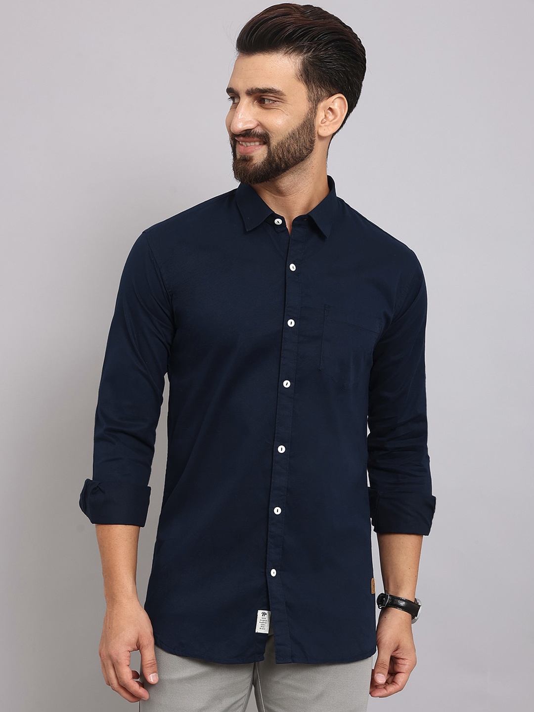 

Roadster Navy blue Slim Fit Pure Cotton Casual Shirts