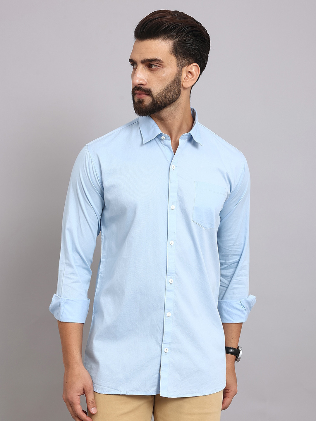 

The Roadster Lifestyle Co. Blue Slim-Fit Pure Cotton Casual Shirts