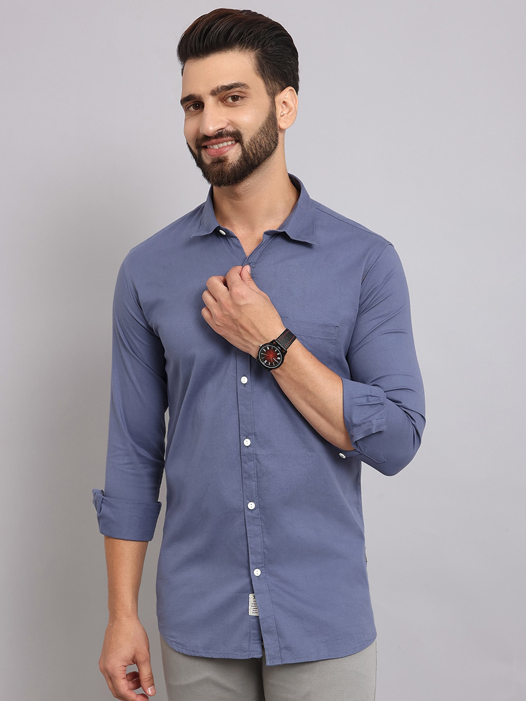 

Roadster Blue Slim Fit Pure Cotton Casual Shirts