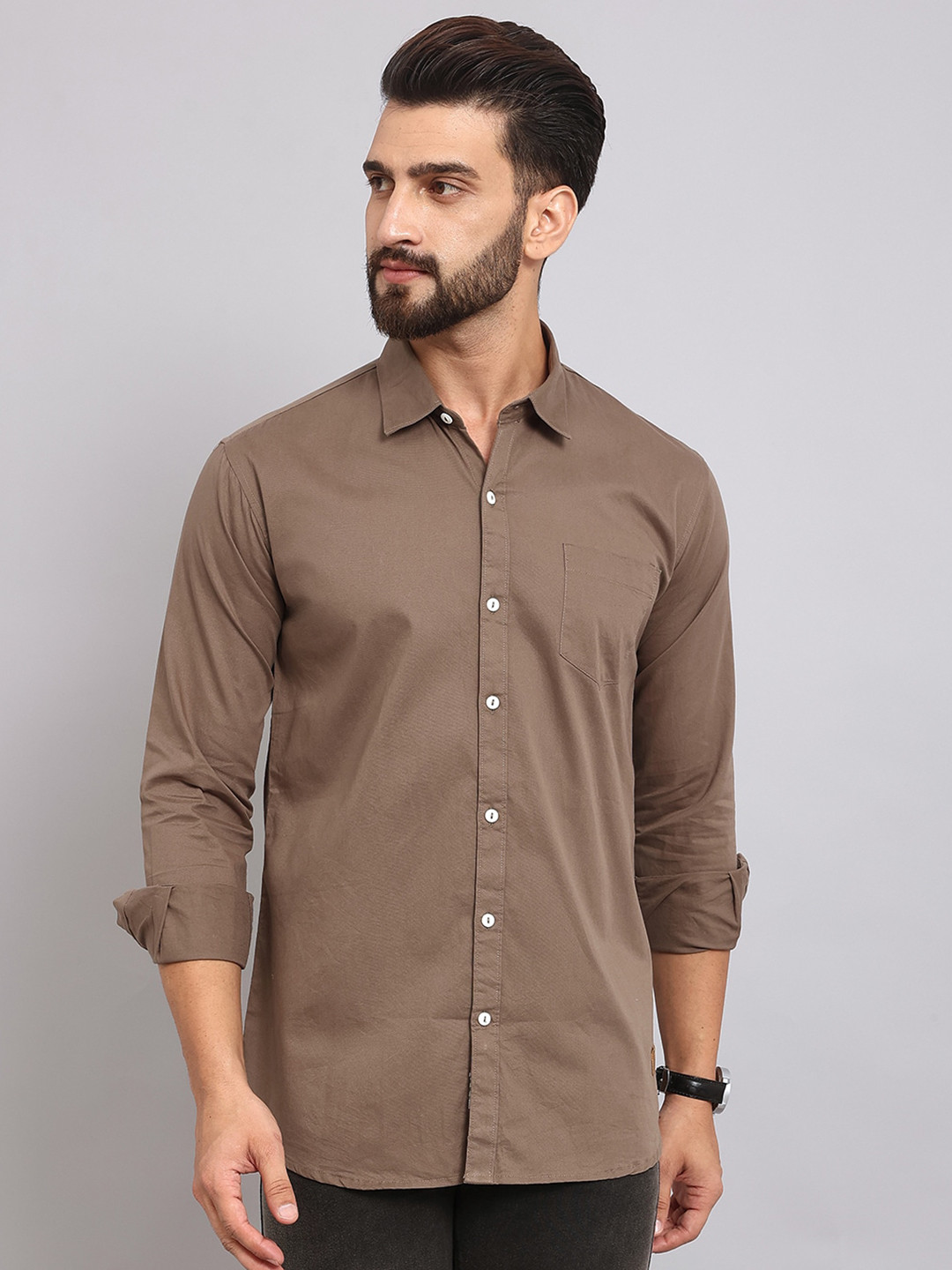 

The Roadster Lifestyle Co. Brown Slim-Fit Pure Cotton Casual Shirts