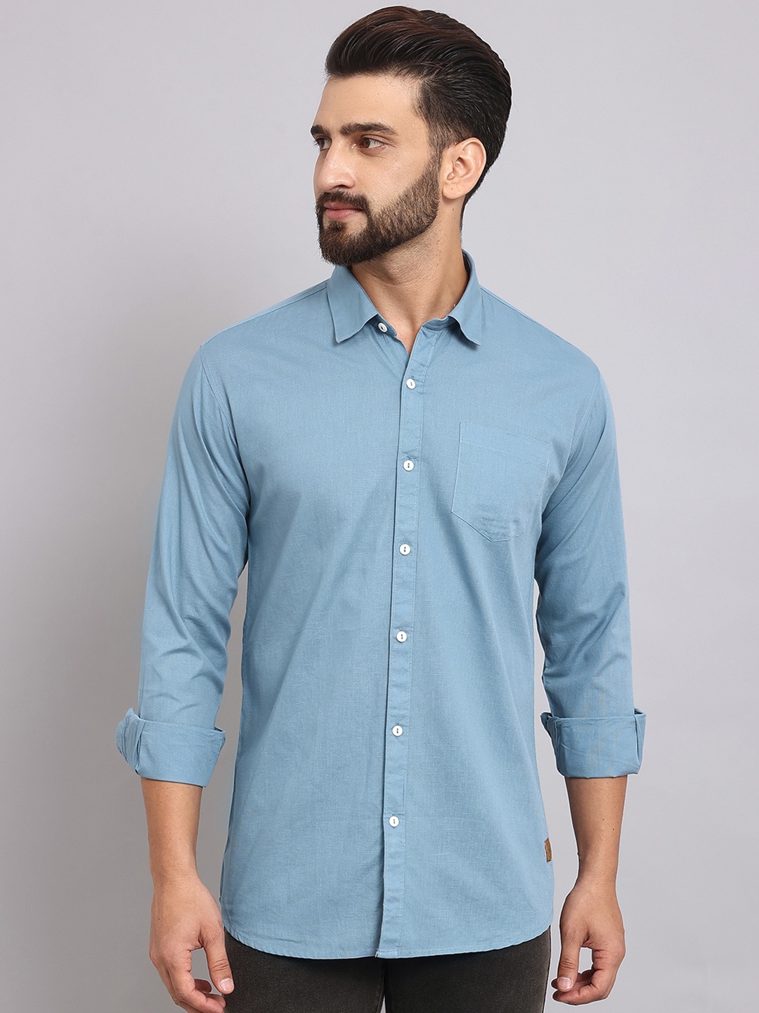 

The Roadster Lifestyle Co. Blue Slim-Fit Pure Cotton Casual Shirts