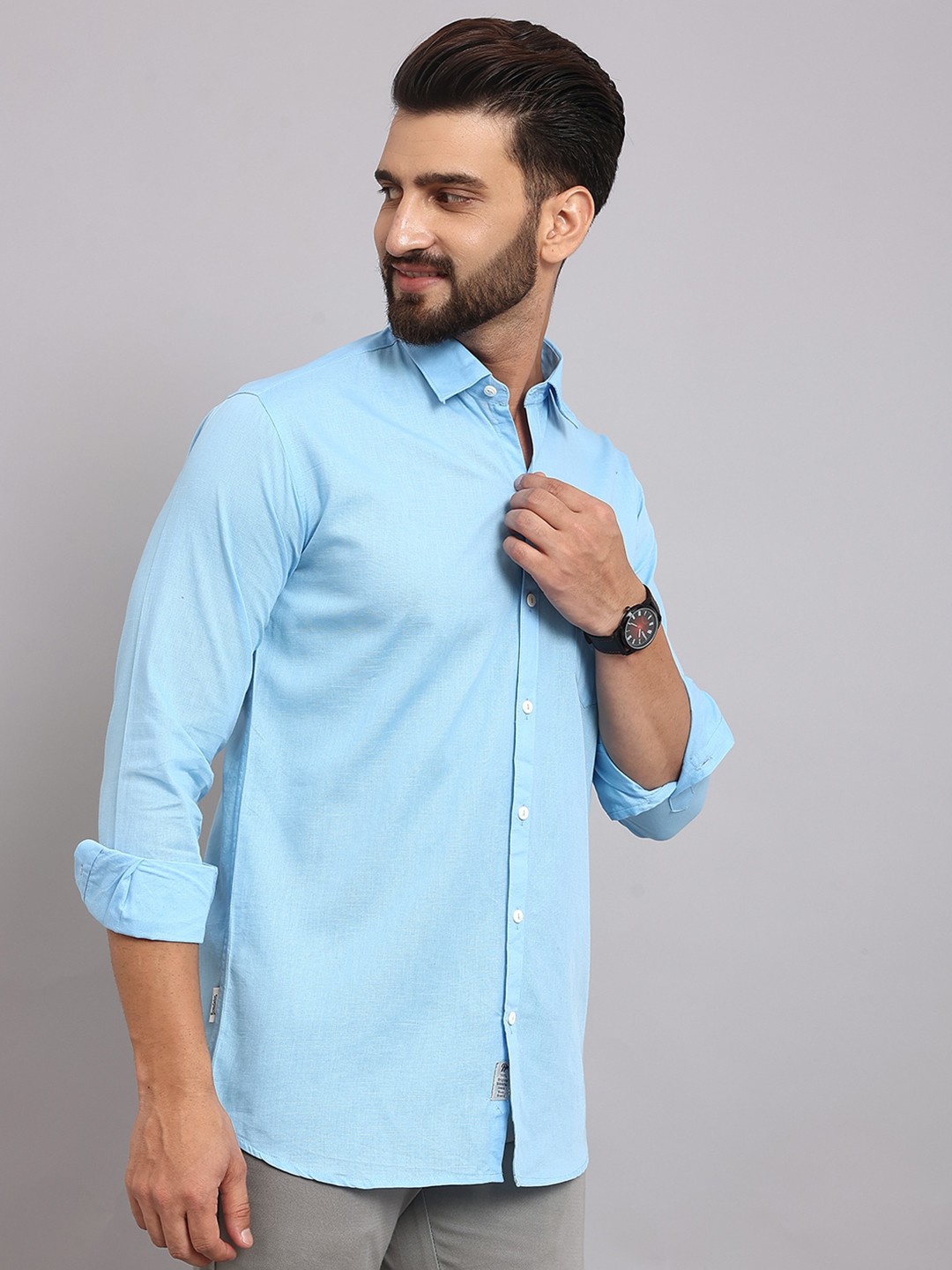 

Roadster Blue Slim Fit Pure Cotton Casual Shirts