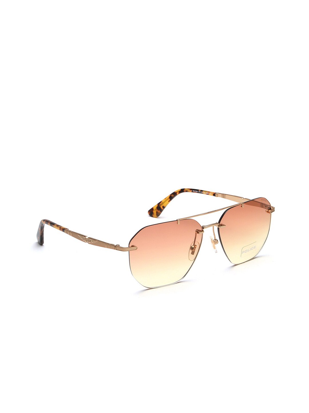 

Police Men Square Sunglasses with UV Protected Lens SPLF68K608M6SG, Brown