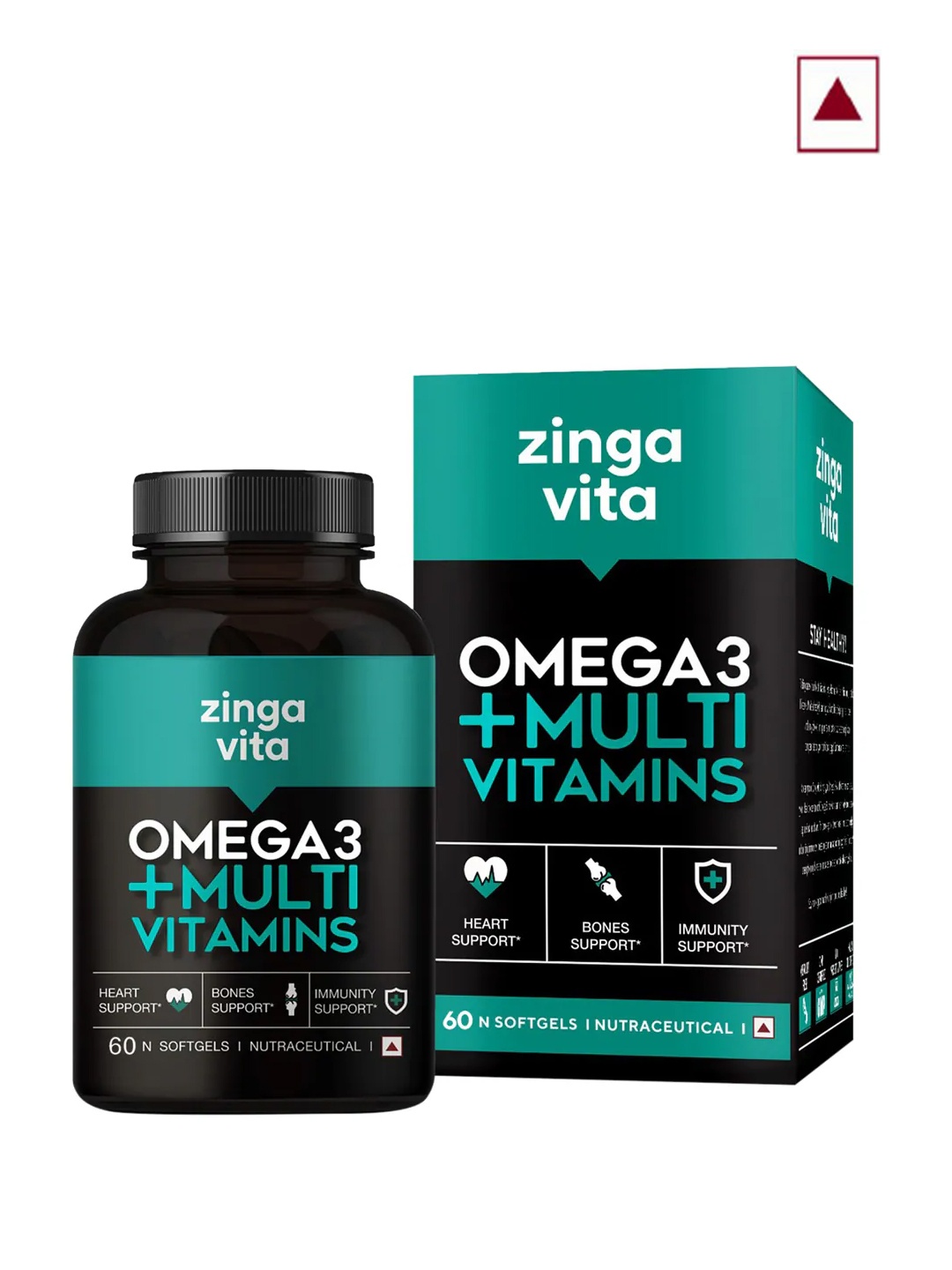 

Zingavita Omega 3 + Multivitamins for Heart Support - 60 Softgels, Green
