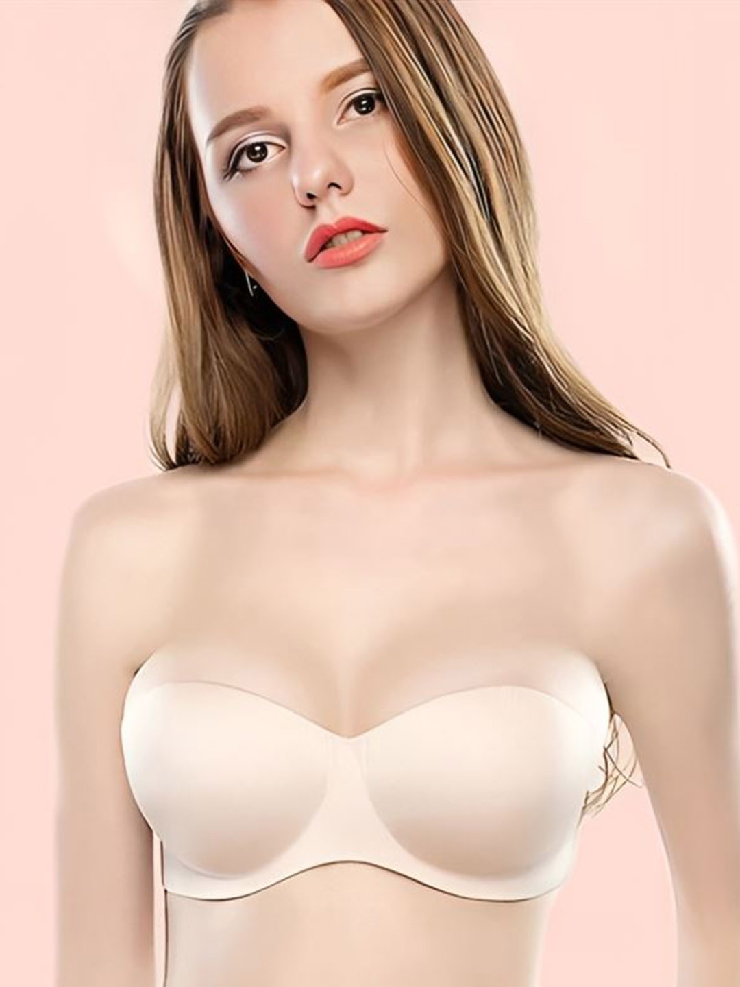 

Hill Islands Bandeau Medium Coverage Underwired Heavily Padded Bra, Beige