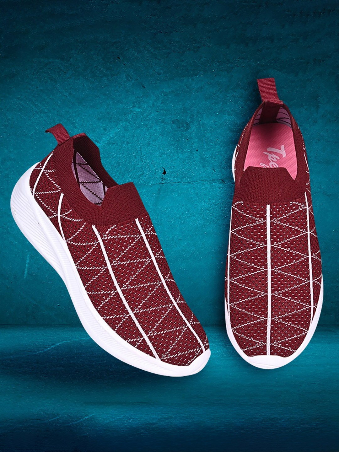 

TPENT Women Super Grip EVA Textile Running Shoes, Maroon