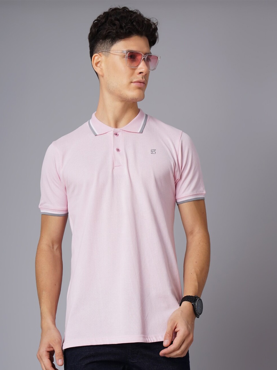 

PAUL STREET Polo Collar Bio Finish Slim Fit Pure Cotton T-shirt, Pink