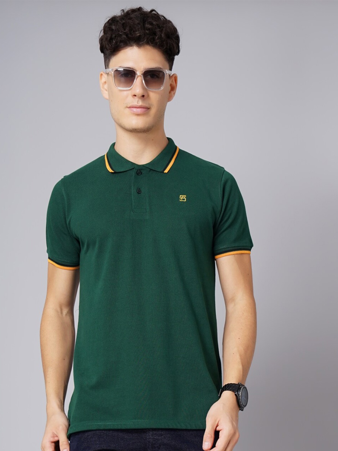 

PAUL STREET Polo Collar Bio Finish Slim Fit Pure Cotton T-shirt, Olive