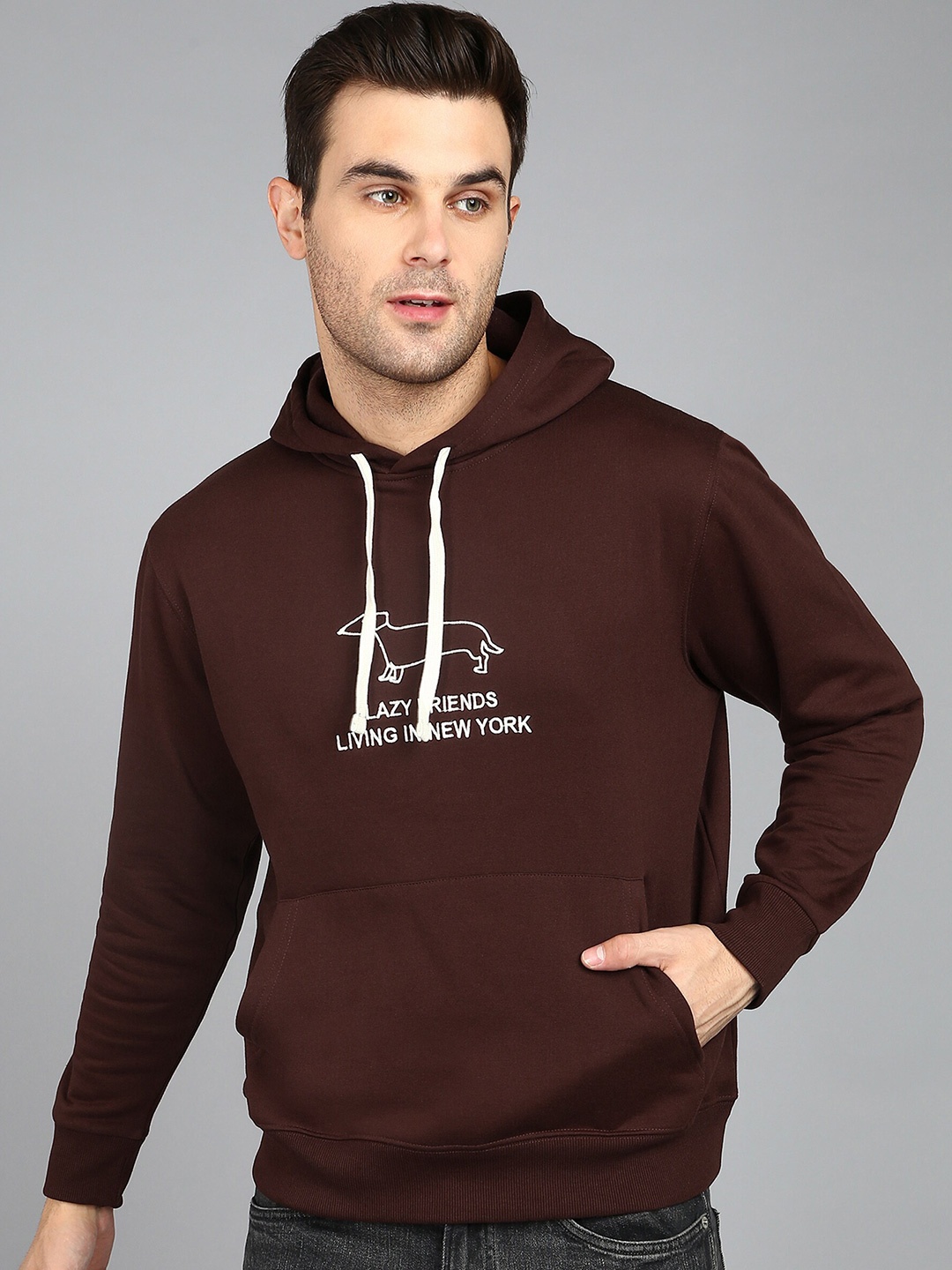 

Alan Jones Typography Printed Hooded Sweatshirt, Brown