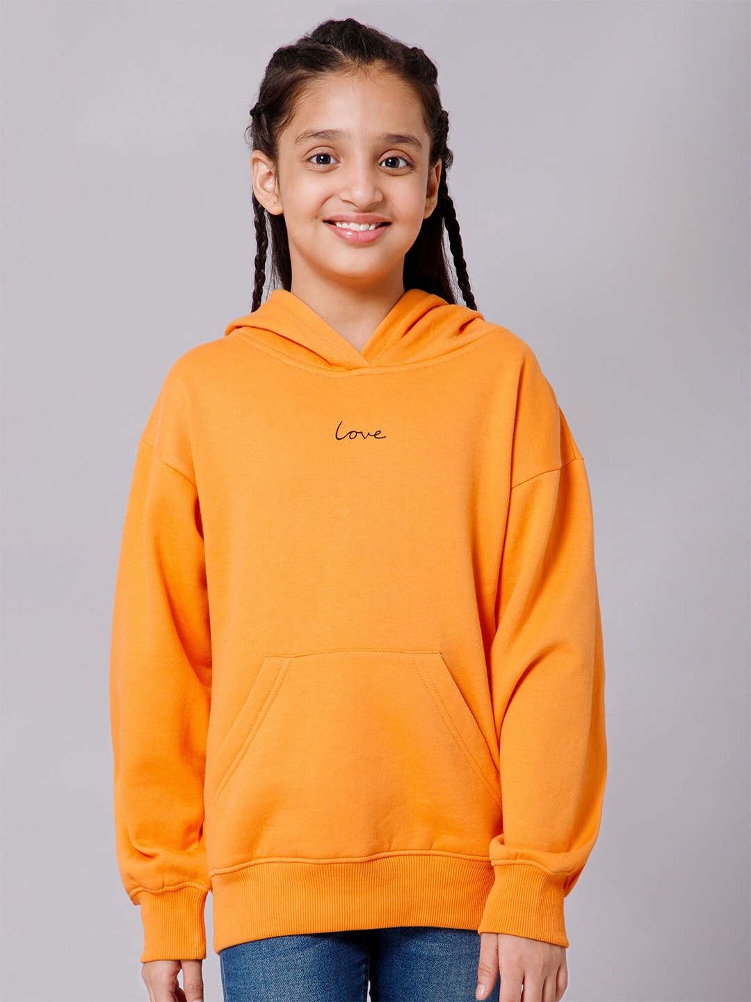 

Alan Jones Girls Hooded Drop Shoulder Oversized Pullover, Orange