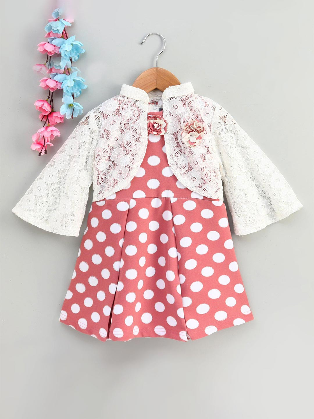 

Enfance Polka Dots A-Line Dress, Peach
