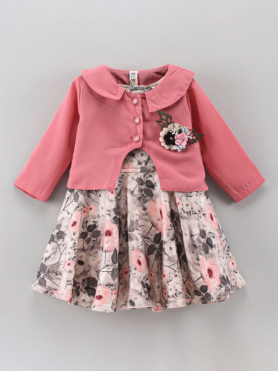 

Enfance Floral Printed Fit & Flare Dress, Pink