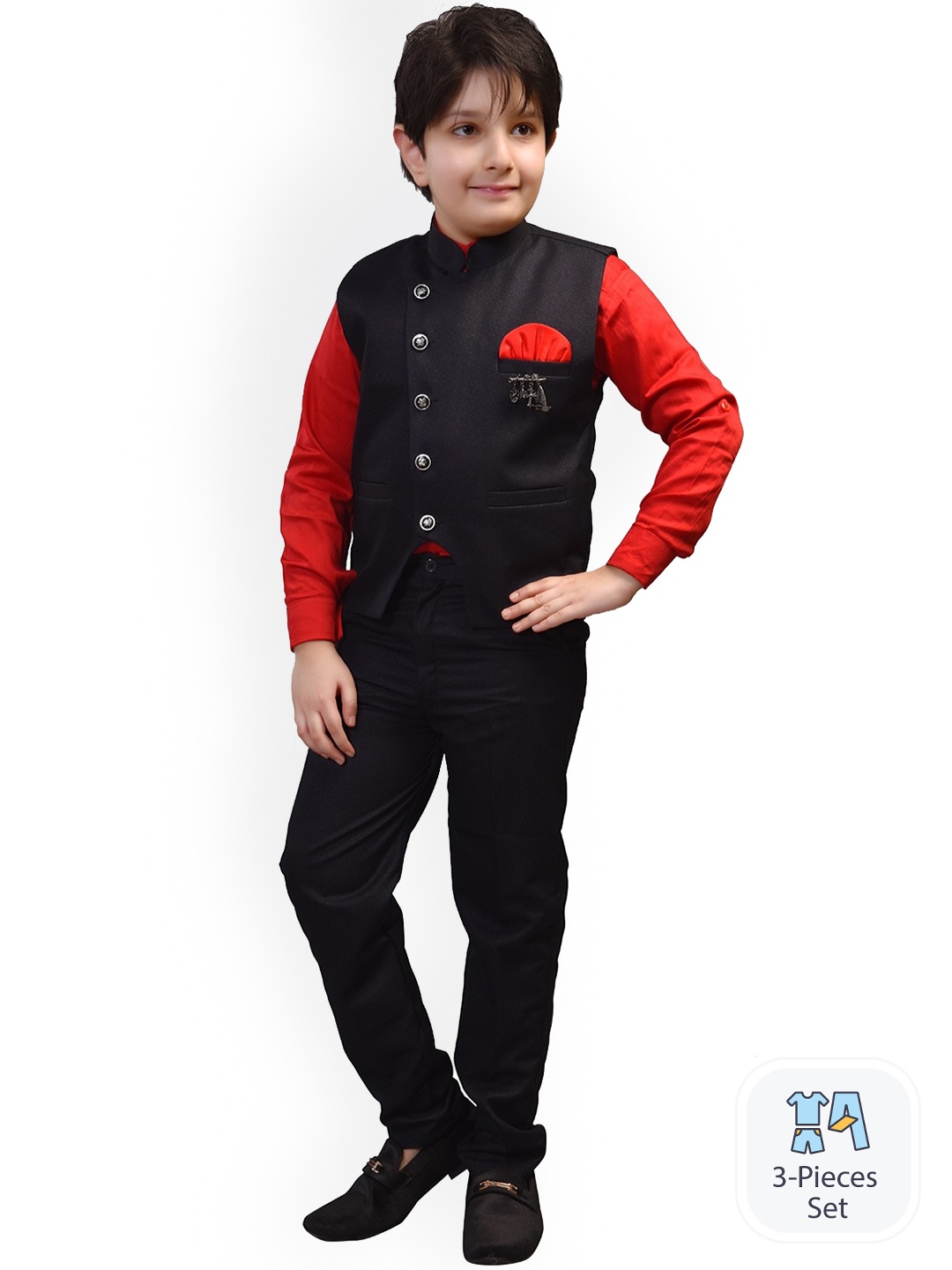 

BAESD Boys 3-Piece Single-Breasted Partywear Suit, Black