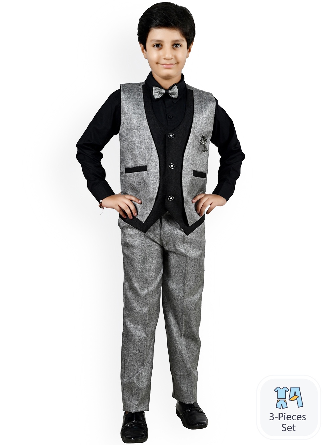 

BAESD 3-Piece Single-Breasted Partywear Suit, Grey