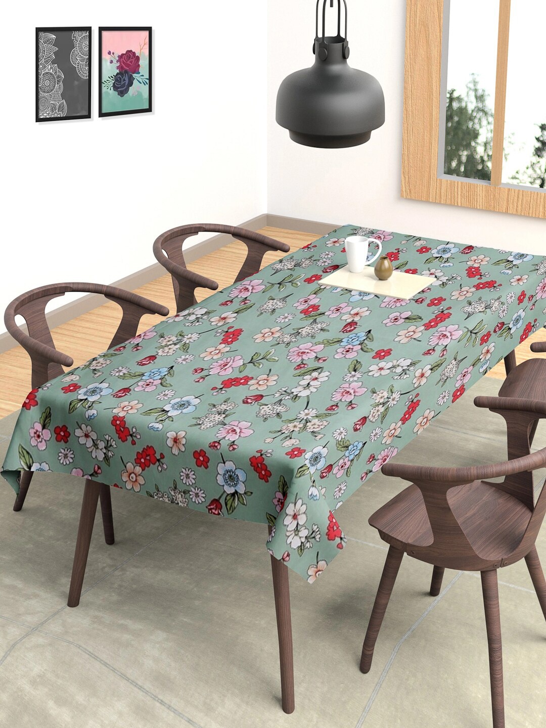 

FABINALIV Green Printed 300 GSM 6-Seater Table Cover