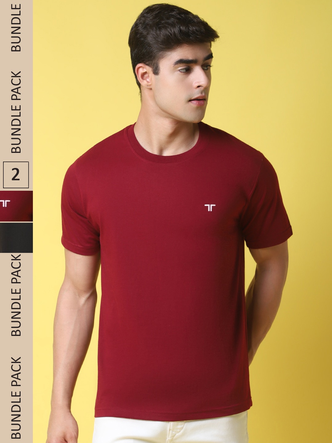 

7Threads Pack of 2 Cotton T-shirt, Red