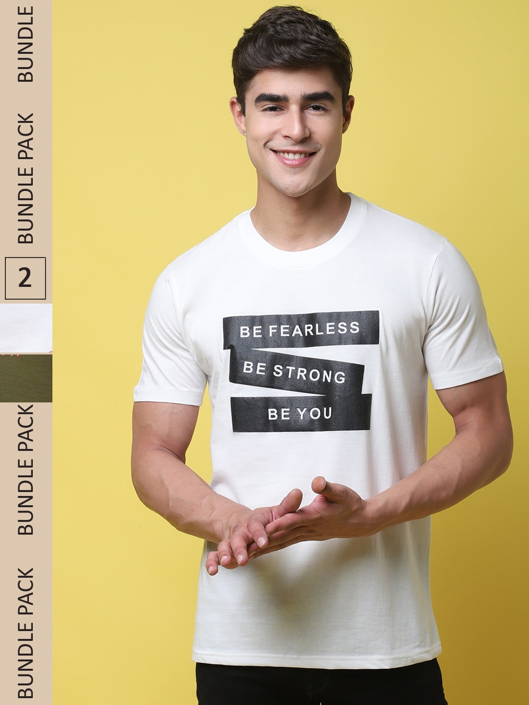 

7Threads Pack of 2 Printed Cotton T-shirt, White