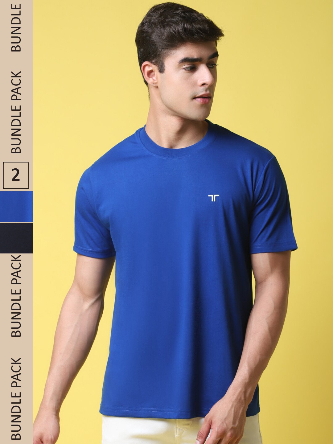 

7Threads Pack of 2 Cotton T-shirt, Blue