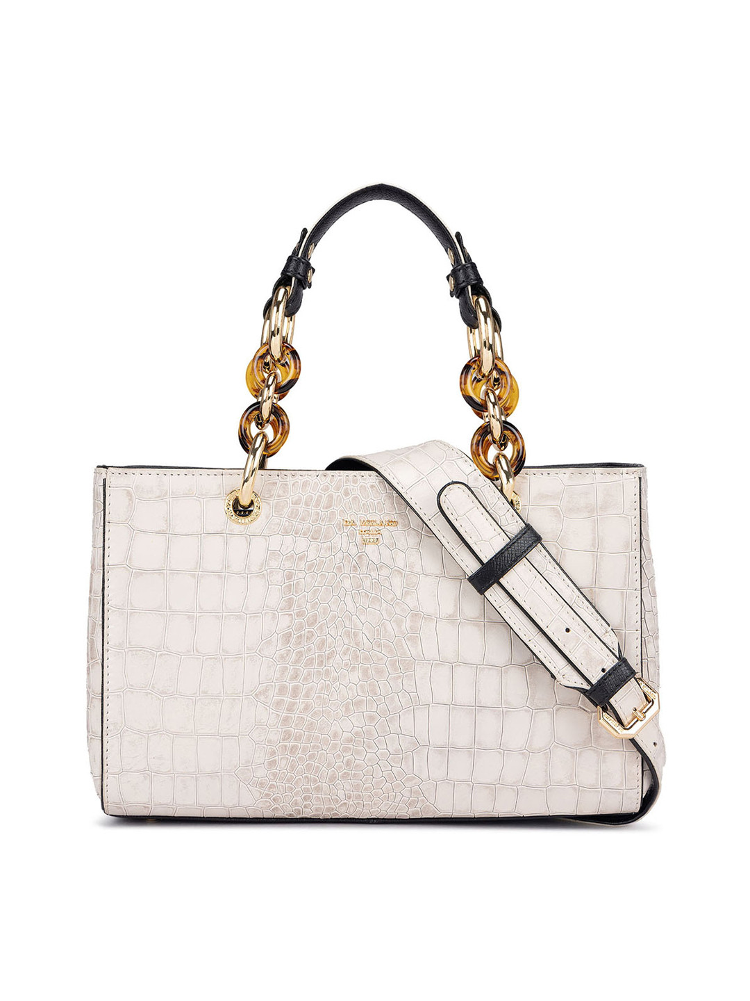 

Da Milano Textured Leather Swagger Handheld Bag, White
