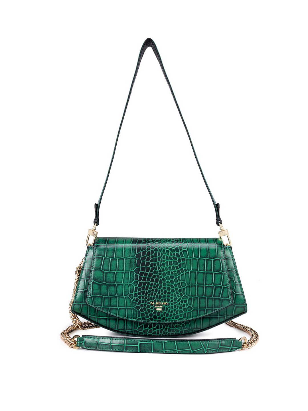 

Da Milano Textured Leather Sling Bag, Green