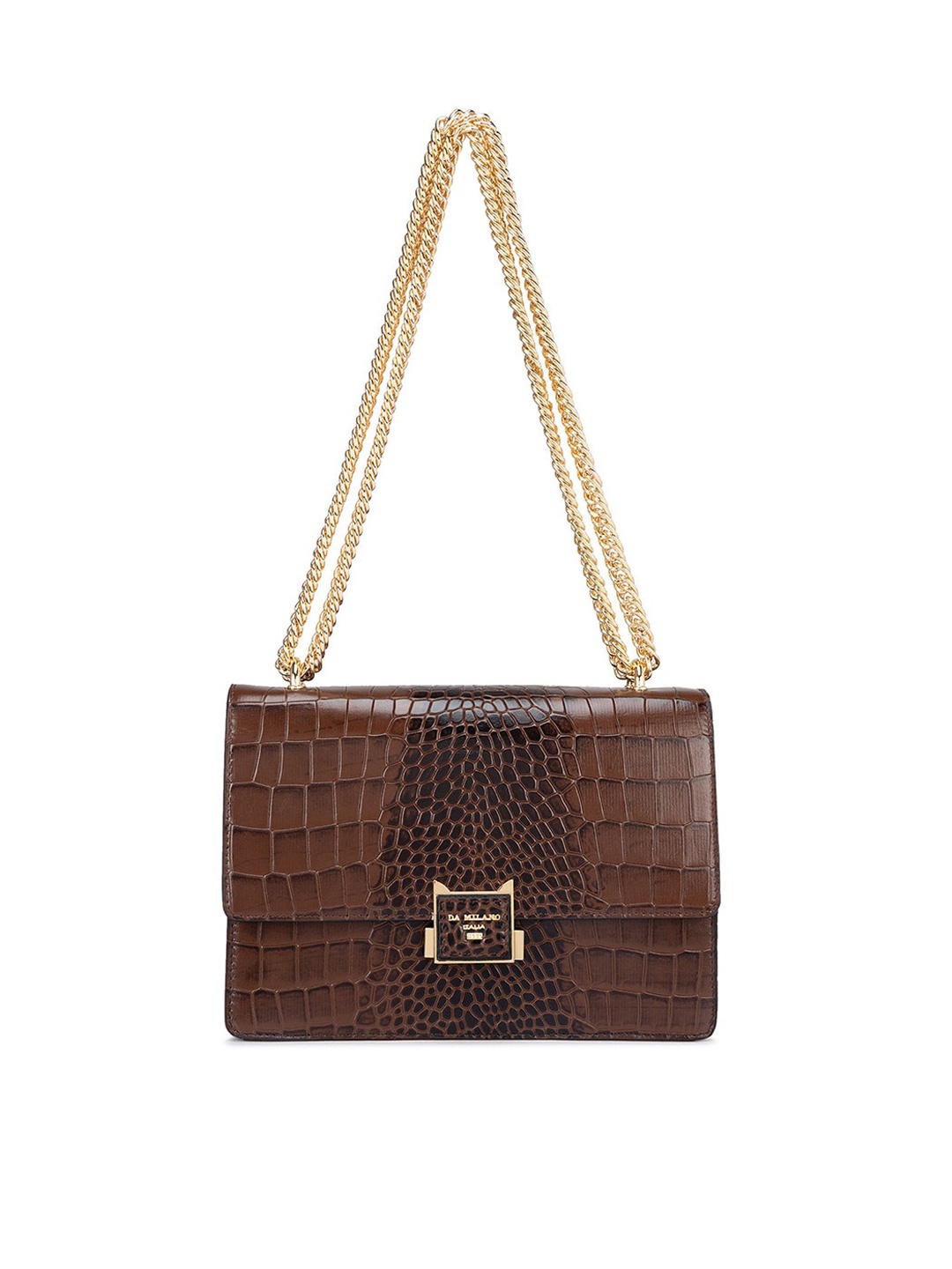 

Da Milano Textured Leather Structured Sling Bag, Brown
