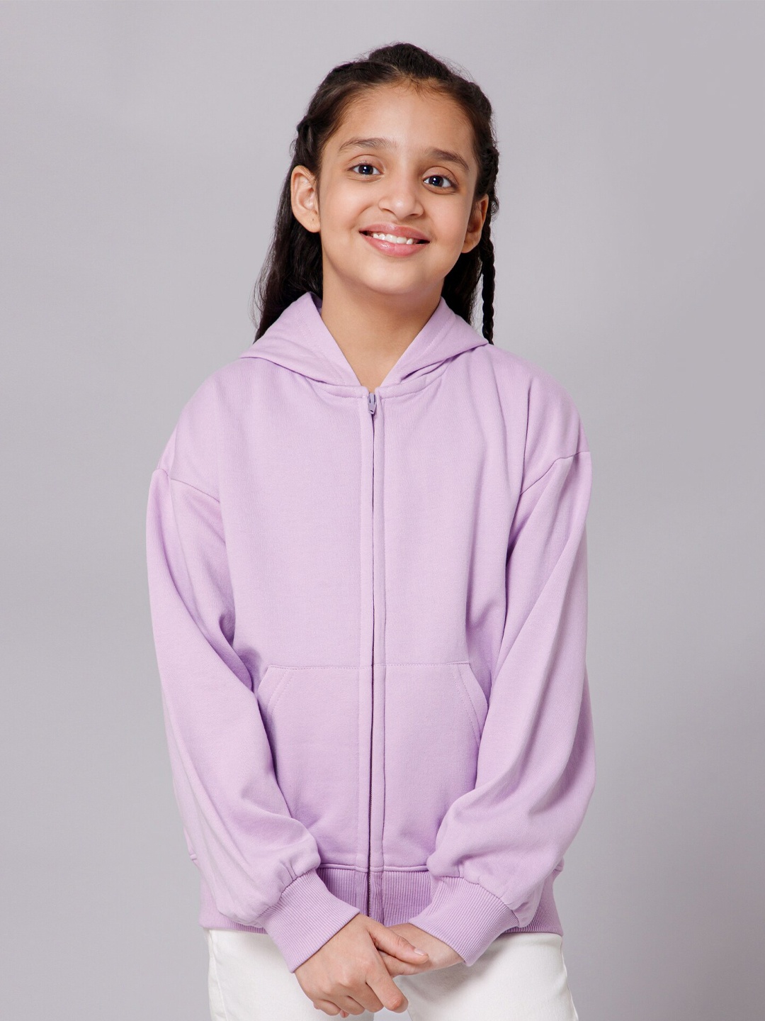 

Alan Jones Girls Hooded Front-Open Sweatshirt, Purple