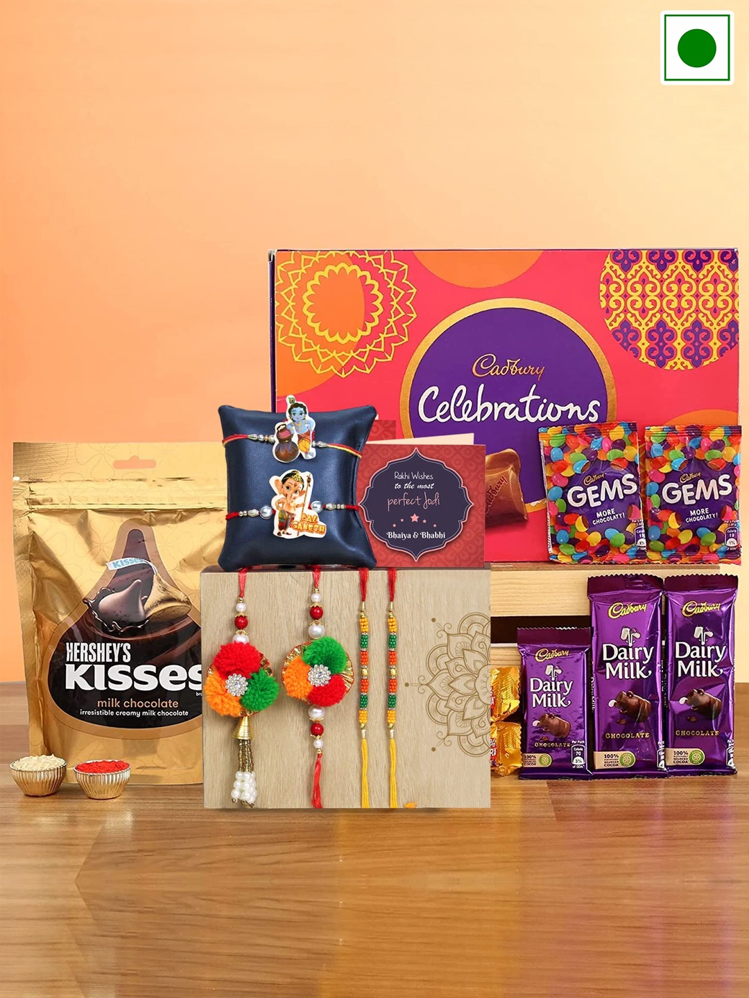 

TIED RIBBONS Set Of 6 Family Rakhi with Chocolates Gift Hamper, Red