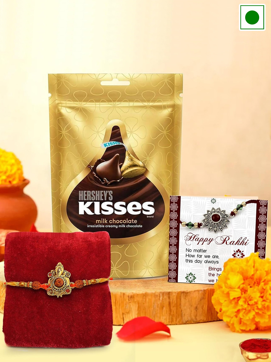 

TIED RIBBONS Charm Rakhi With Chocolate Gift Set, Gold