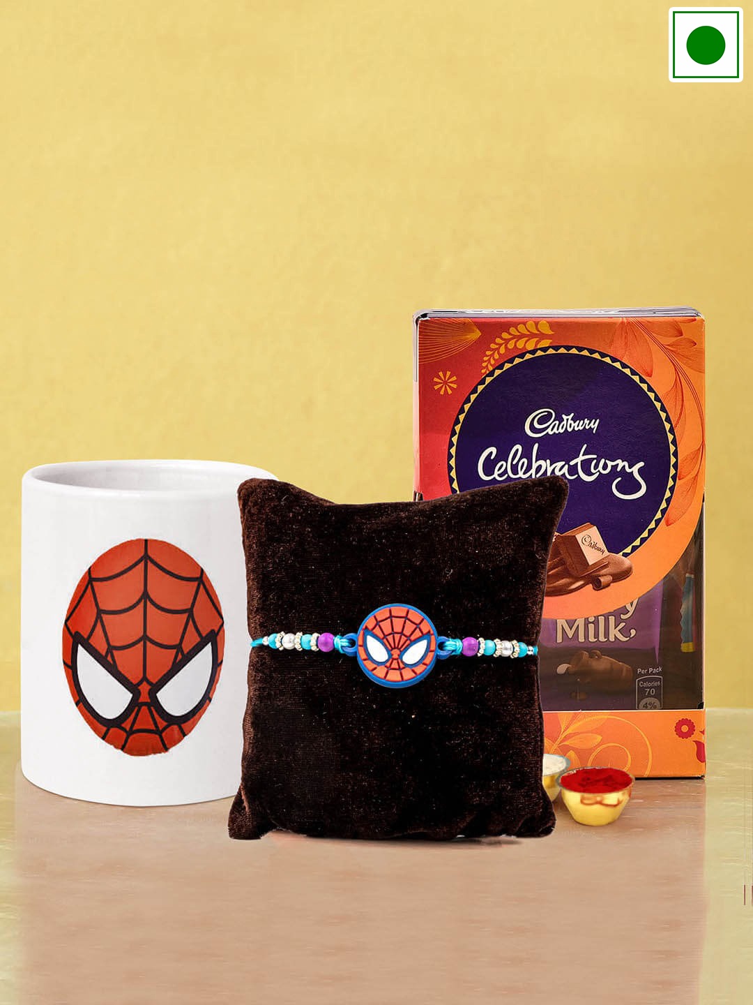 

TIED RIBBONS Kids Spiderman Rakhi With Chocolate Gift Set, Blue