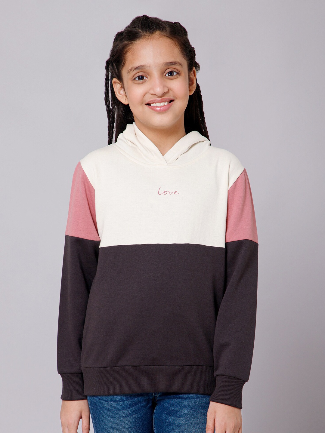 

Alan Jones Girls Grey Colourblocked Hooded Sweatshirt