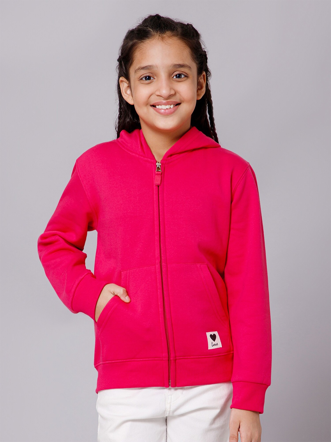 

Alan Jones Girls Hooded Front-Open Sweatshirt, Pink