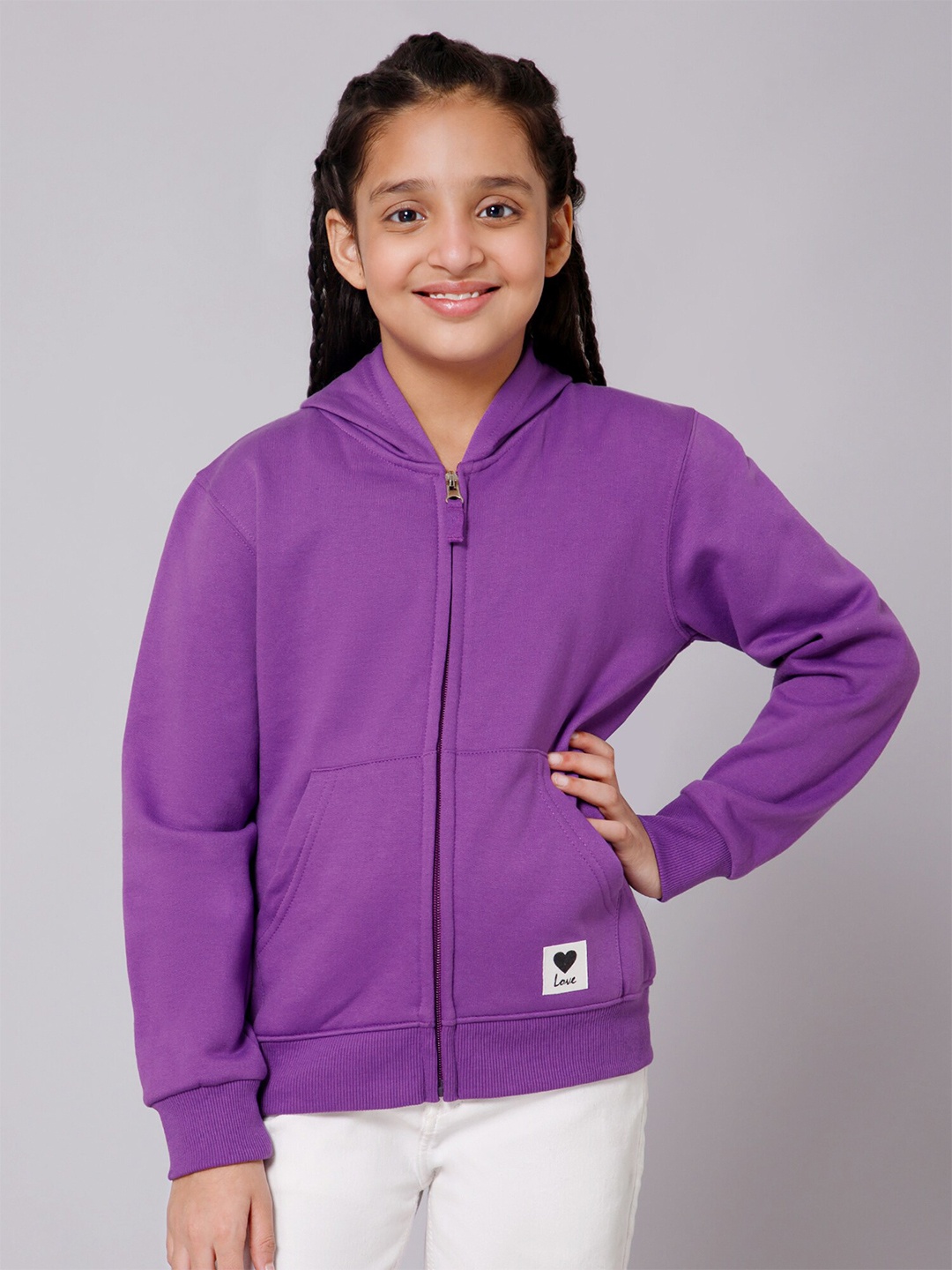 

Alan Jones Girls Hooded Front-Open Sweatshirt, Purple
