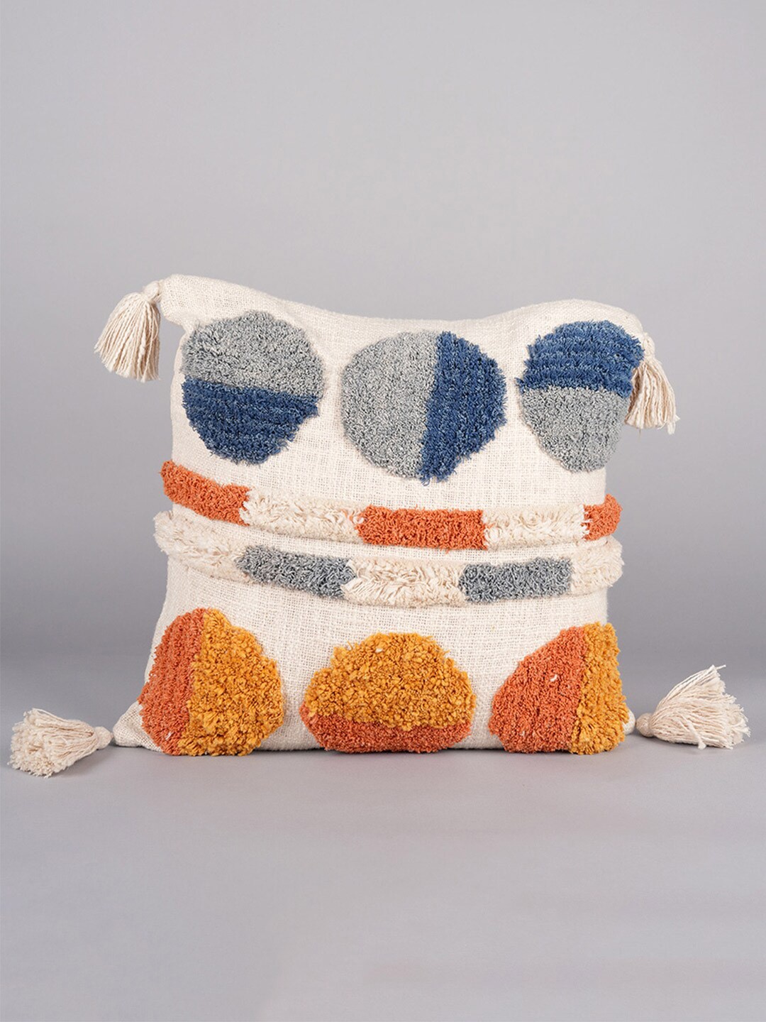 

Art Avenue White & Orange Square Cushion Cover