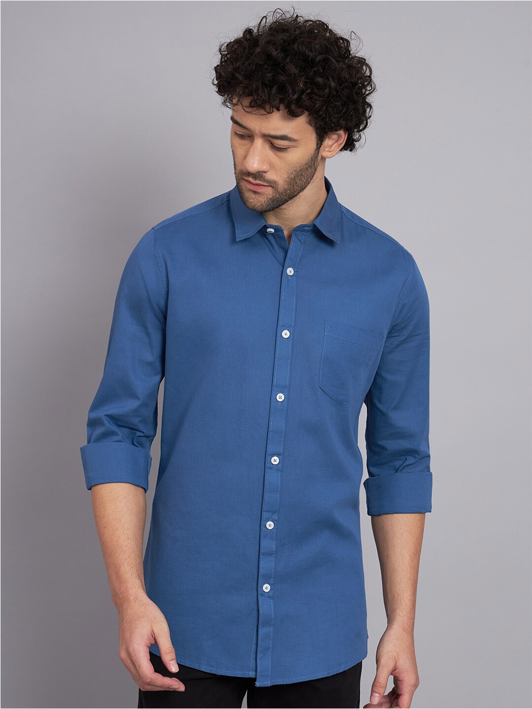 

Harvard Regular-Fit Spread Collar Cotton Casual Shirt, Teal