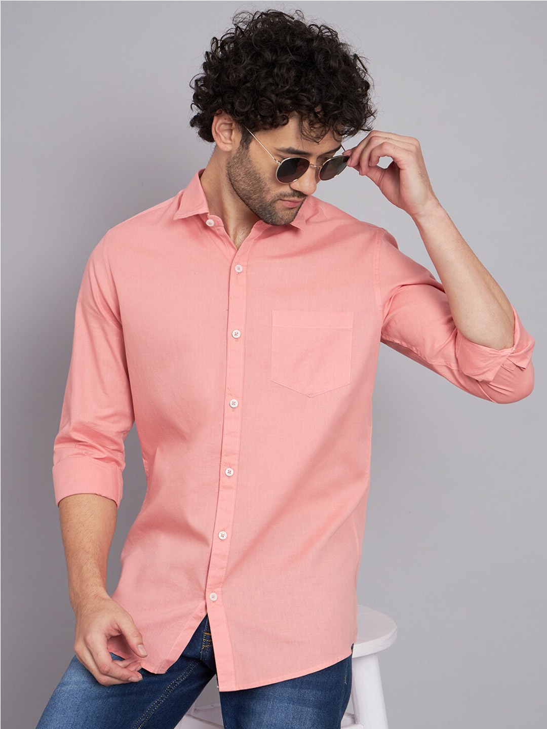 

Harvard Regular-Fit Spread Collar Cotton Casual Shirt, Pink