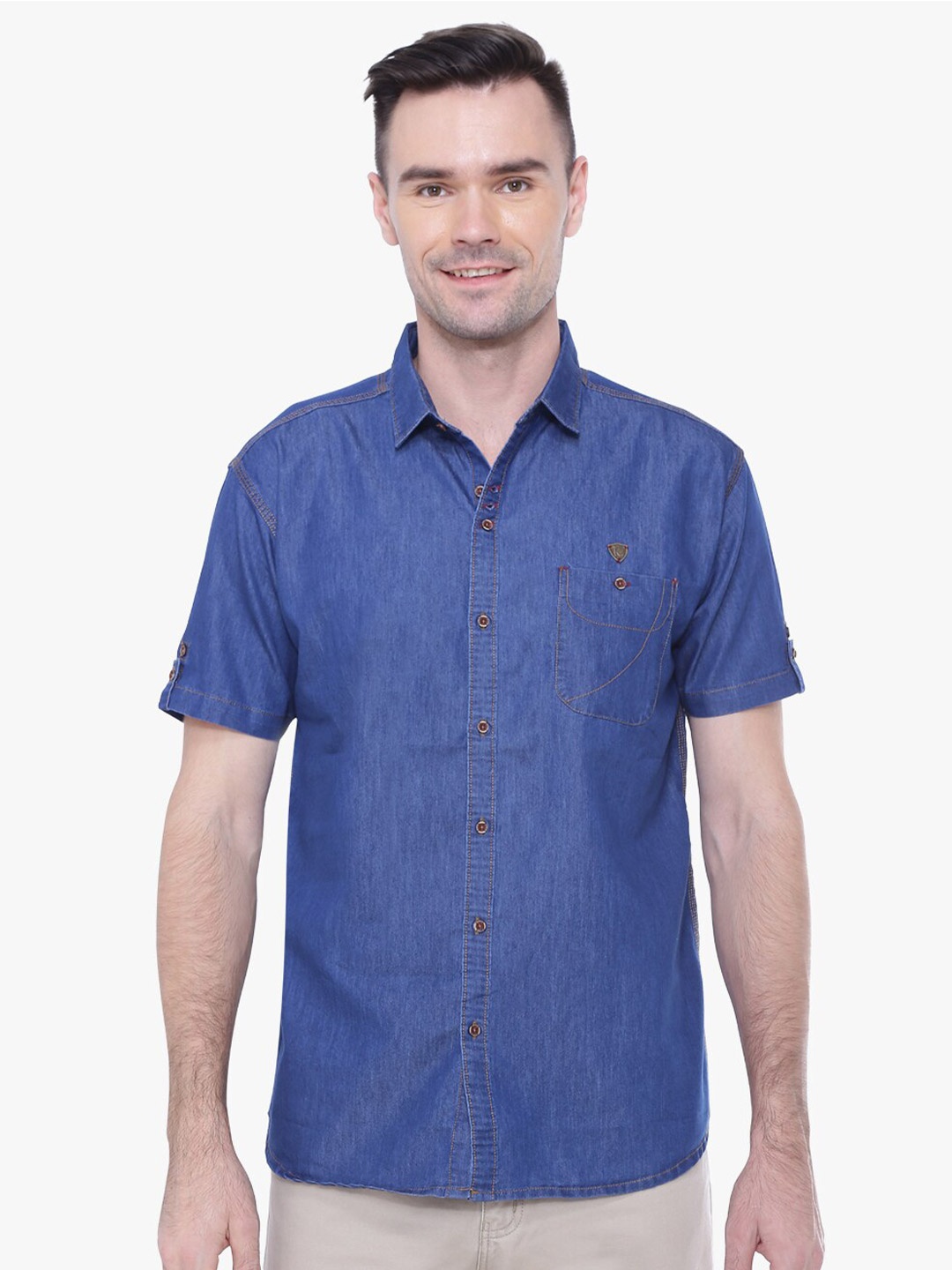 

Kuons Avenue Smart Slim Fit Denim Casual Shirt, Blue