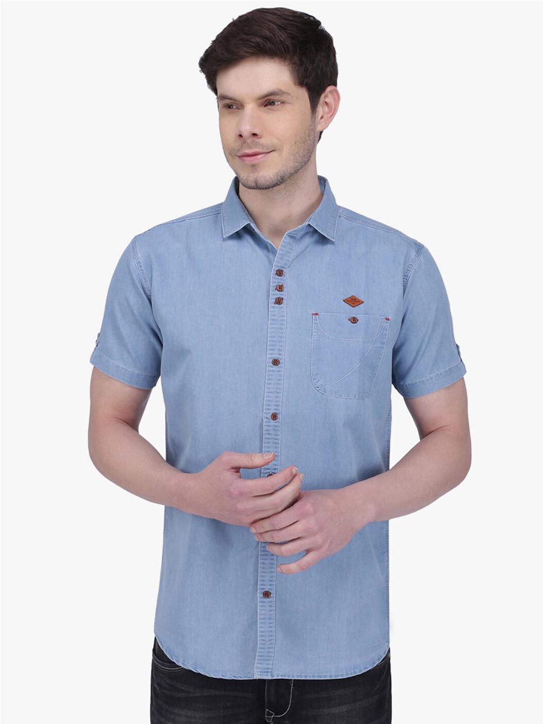 

Kuons Avenue Smart Slim Fit Denim Casual Shirt, Blue