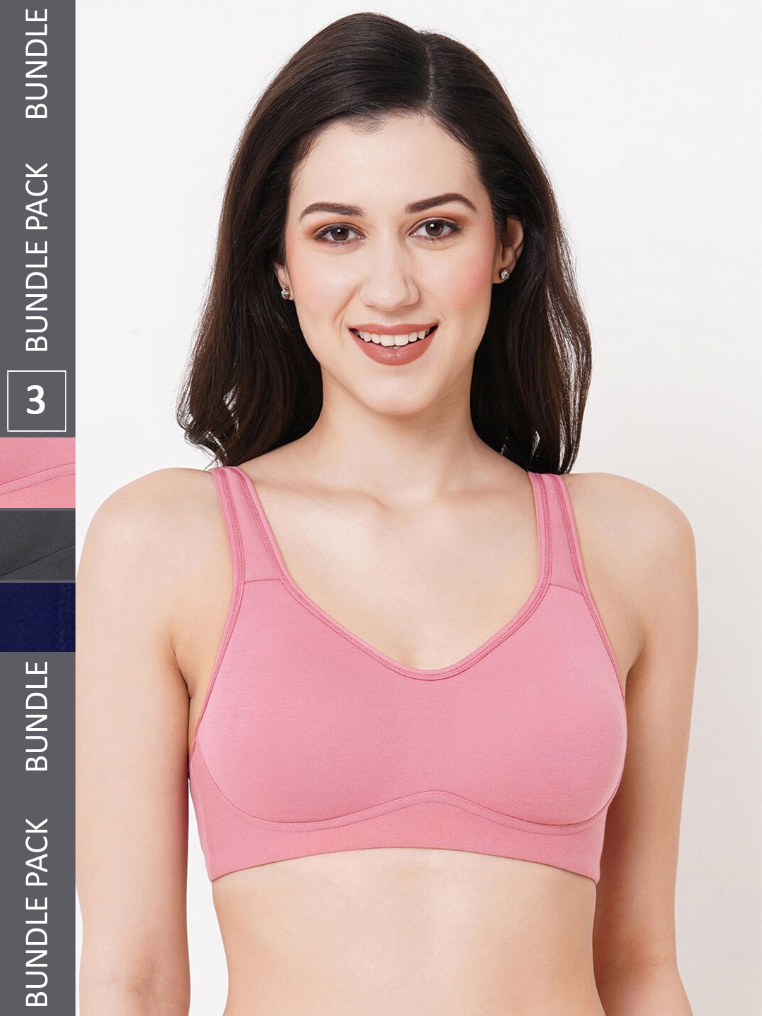 

Planetinner Pack Of 3 Full Coverage Lightly Padded Minimizer Bra All Day Comfort, Pink
