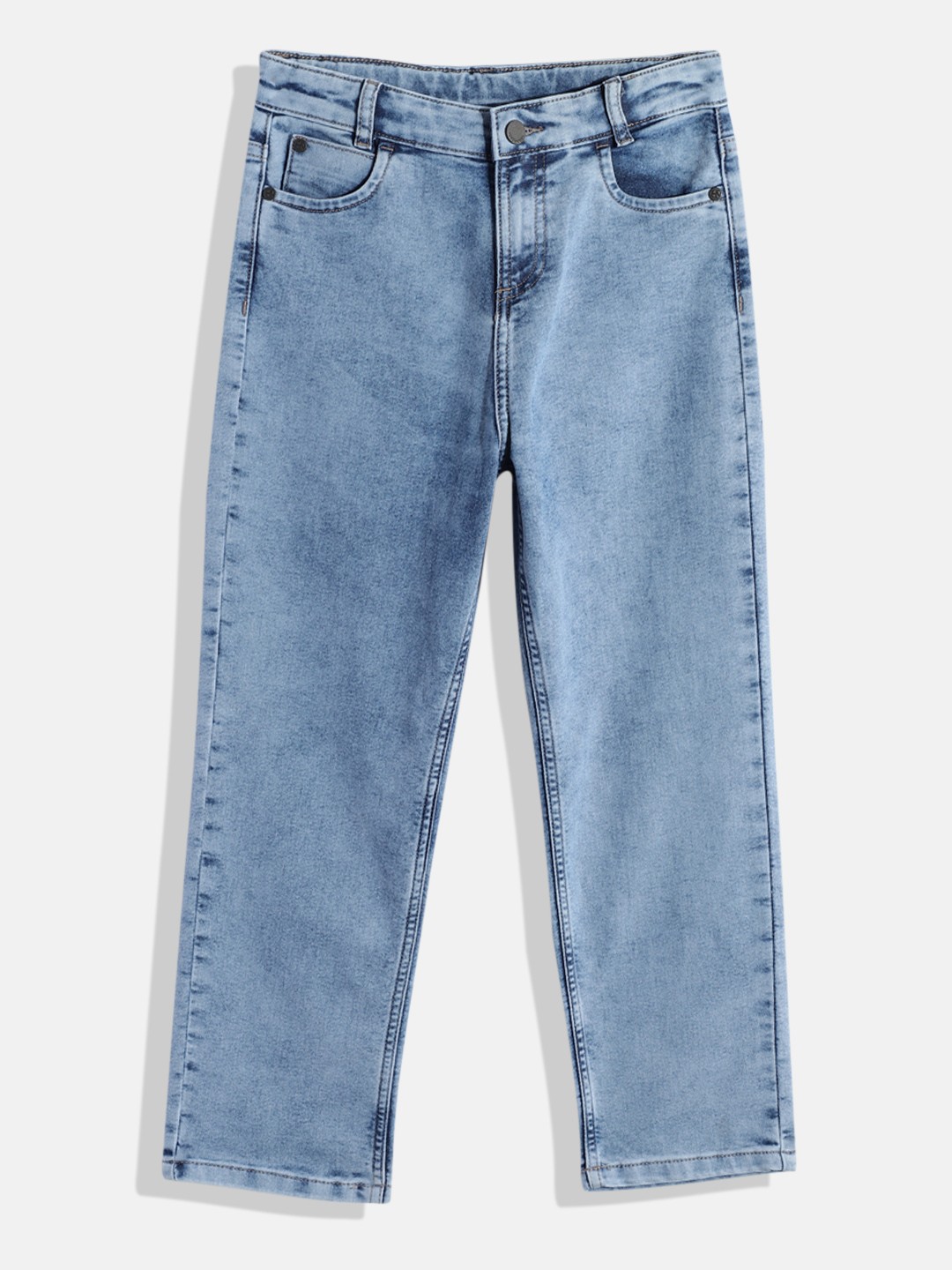 

HERE&NOW Boys Straight Fit Clean Look Stretchable Jeans, Blue