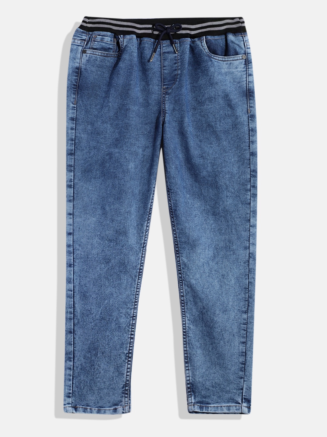 

HERE&NOW Boys Tapered Fit Clean Look Stretchable Jeans, Blue