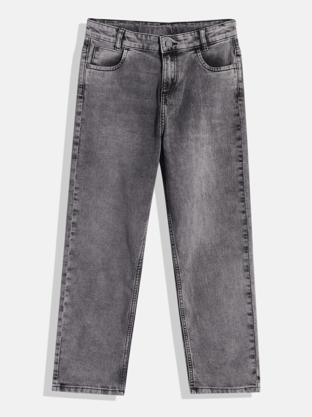 

HERE&NOW Boys Straight Fit Clean Look Stretchable Jeans, Charcoal