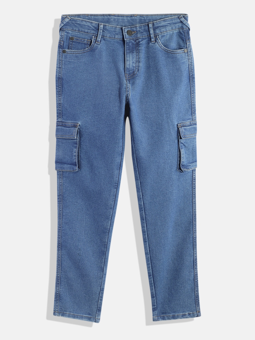

HERE&NOW Boys Tapered Fit Stretchable Cargo Jeans, Blue