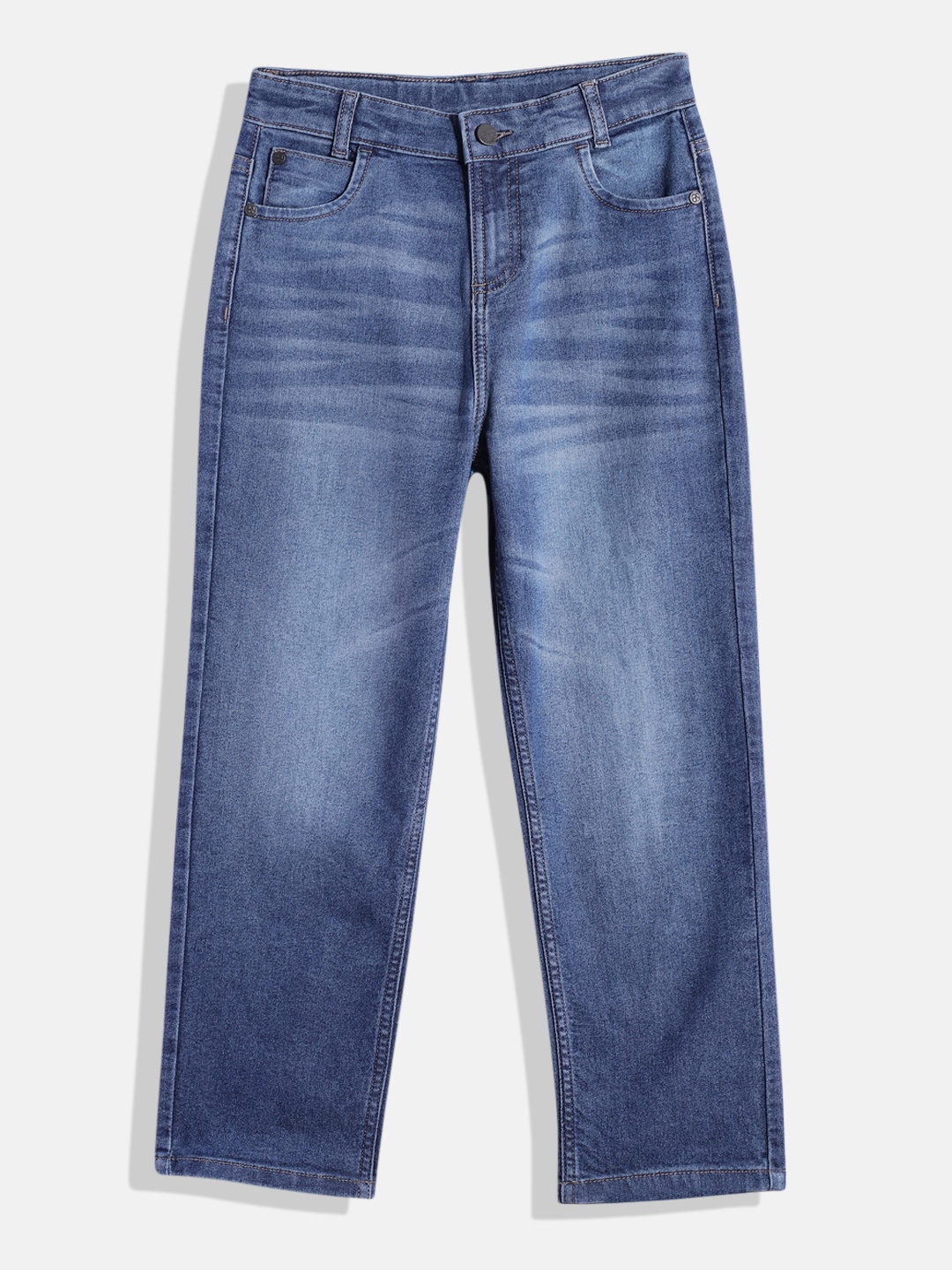

HERE&NOW Boys Straight Fit Clean Look Stretchable Jeans, Blue