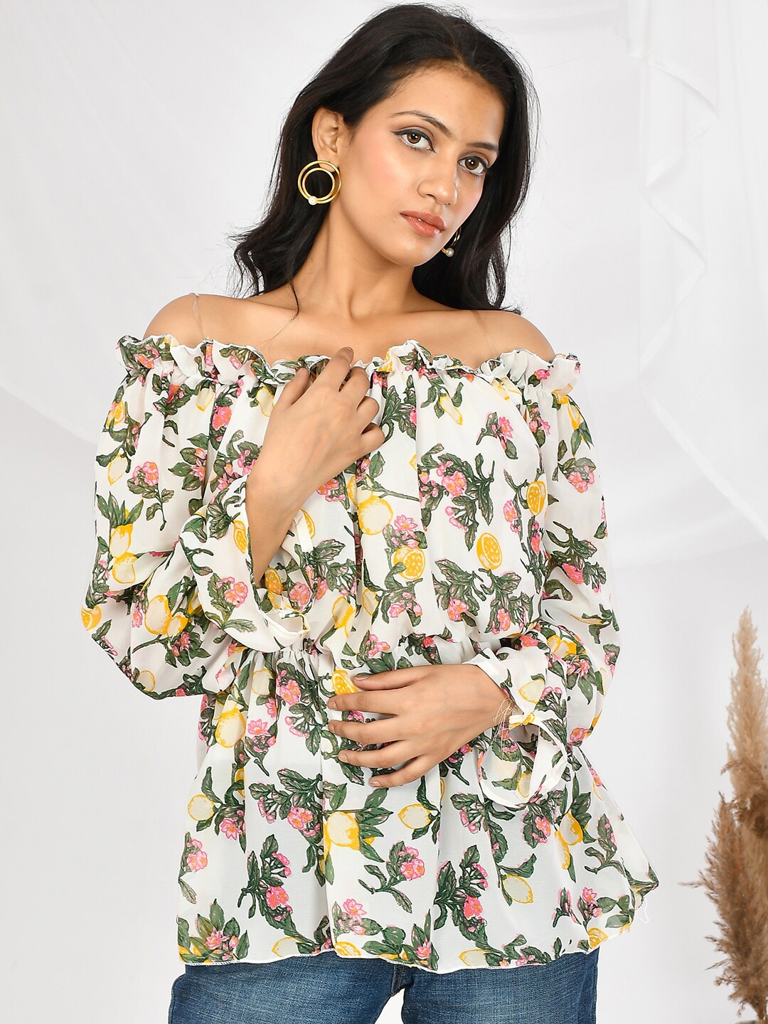 

BAESD Floral Printed Regular Top, White